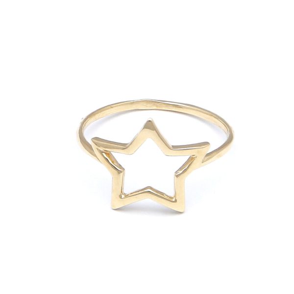 Anillo calado motivo estrella en oro amarillo 14 kilates. on Sale