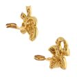 Aretes estilizados motivo flor con diamantes en oro amarillo 18 kilates. Online now