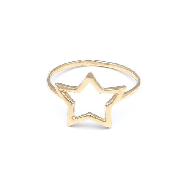 Anillo calado motivo estrella en oro amarillo 14 kilates. Supply