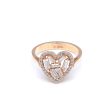 Anillo tipo sello calado motivo corazón con circonias en oro rosa 14 kilates. on Sale