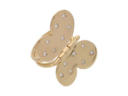 Alianza dos piezas articuladas motivo mariposa con diamantes en oro amarillo 18 kilates. Online Sale