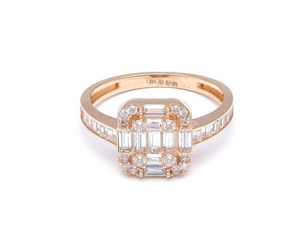 Anillo tipo sello con circonias en oro rosa 14 kilates. Online Sale