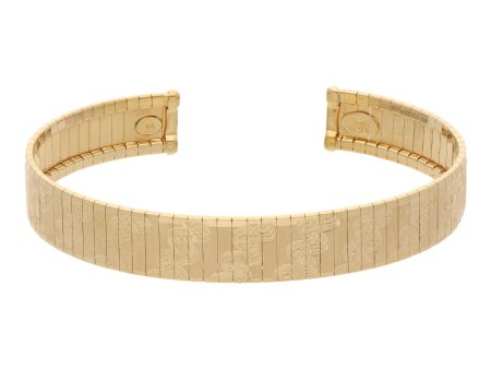 Pulsera abierta labrada en oro amarillo 14 kilates. Hot on Sale