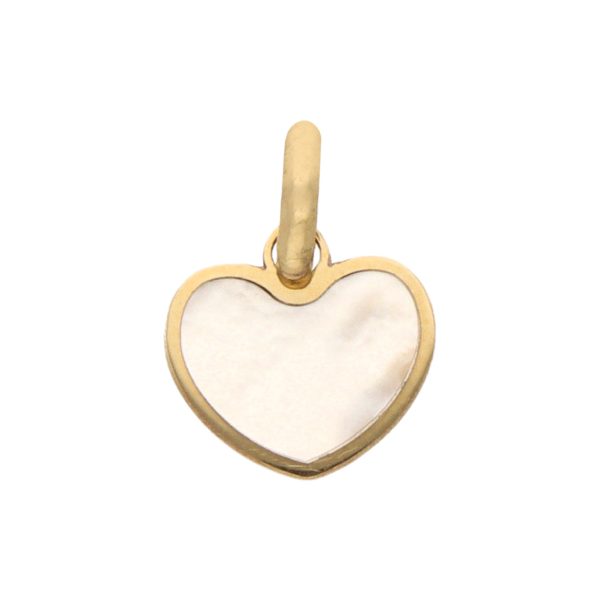 Dije diseño especial motivo corazón con madre perla en oro amarillo 14 kilates. For Discount